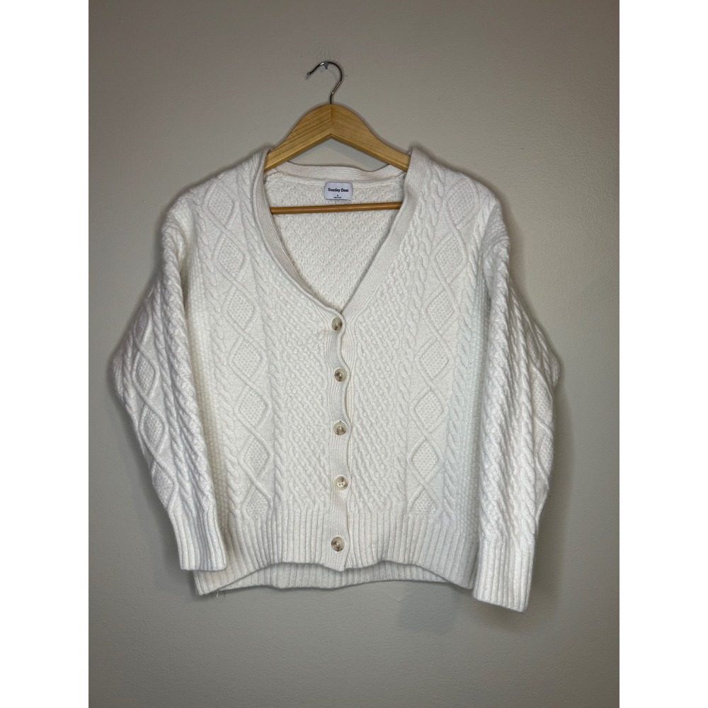 Aritzia Sunday Best Cropped‎ Cardigan Cream Wool Blend Size S
